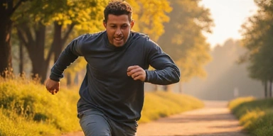 Man with increased energy running