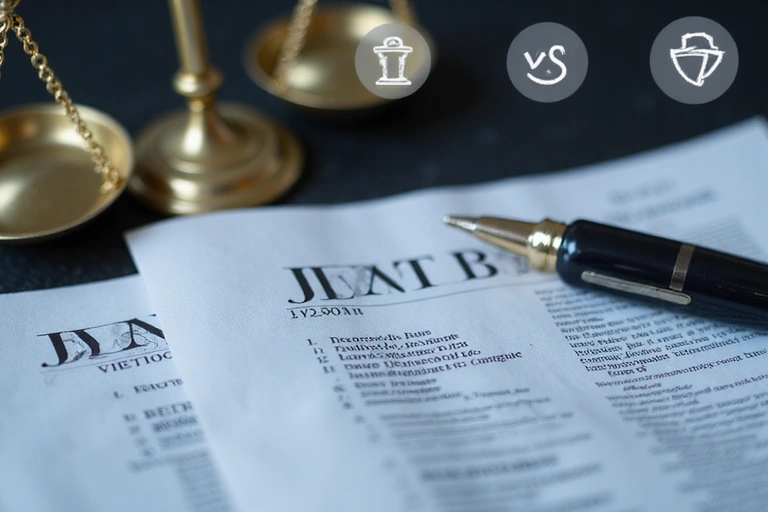 Legal documents and intellectual property symbols